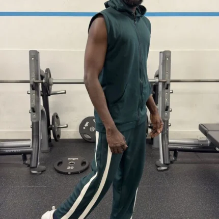 Classic Armless Zipper Track Suit Hoodie with Pant
