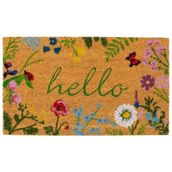 My Mat Floral Hello Printed Coir Doormat 2 My Mat Floral Hello Printed