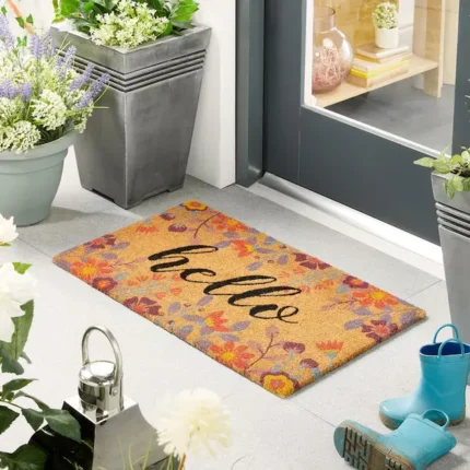 My Mat Floral Hello Printed Coir Doormat