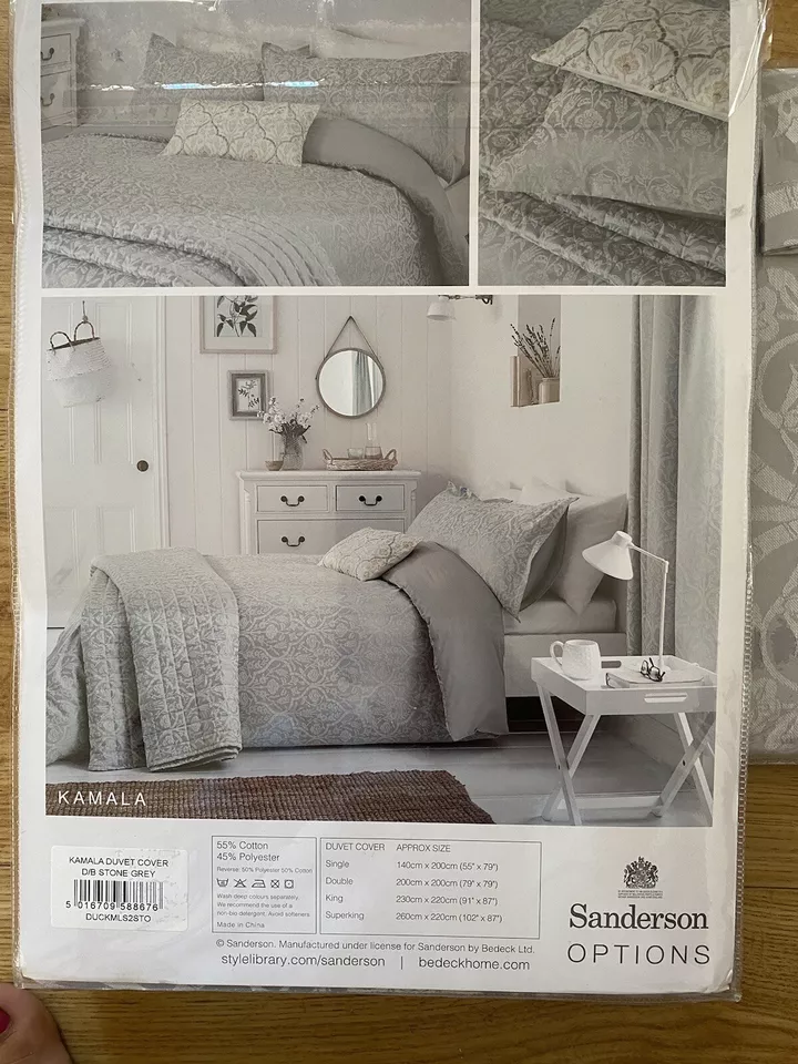 Sanderson Options Kamala Silver Grey Double Duvet Set 2 blank