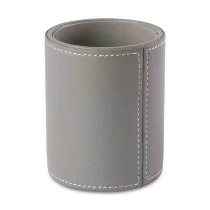 Osco Grey Faux Leather Pen Pot Desk Tidy, Pencil Holder & Office Organiser
