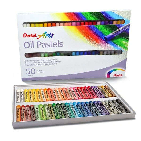 Pentel PHN4-50 Oil Pastels Pentel PHN4-50 Oil Pastels Pack of 50 Vibrant Colours for Drawing & Art Projects