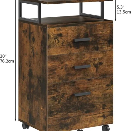 YITAHOME 3 Drawer Mobile File Cabinet with Open Storage Compartment