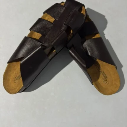 Handcrafted Woven Leather Flat Slides Premium Comfort Palm