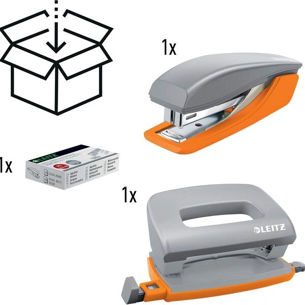 Leitz Mini Stapler & Hole Punch Compact 2-Piece Desktop Set Leitz Mini Stapler & Hole Punch Compact 2-Piece Desktop Set