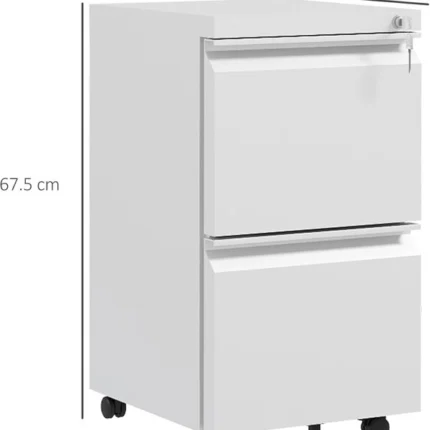Vinsetto 2-Drawer Mobile Filing Cabinet Steel Lockable