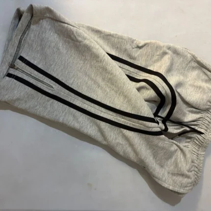 Men’s Grey Jogger Sweatpants with Zipper Pockets & Side Stripe Design