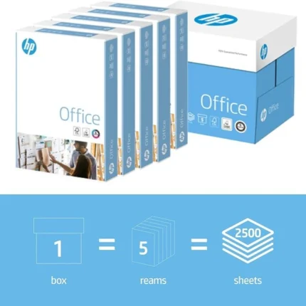 HP A4 Printer Paper 80gsm White Copy Paper, 5 Ream Carton (2500 Sheets)