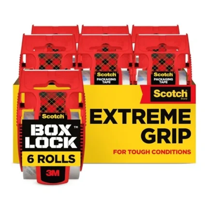 Scotch Box Lock Packaging Tape 6 Rolls with Dispensers