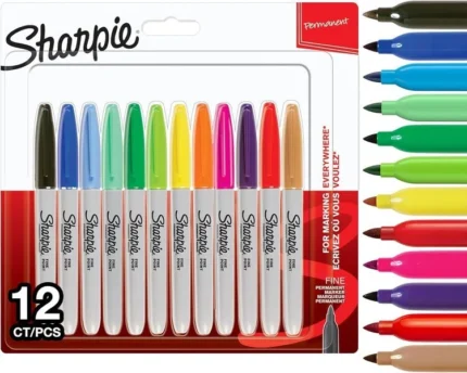 Sharpie Permanent Markers Fine Point 12 Assorted Colour