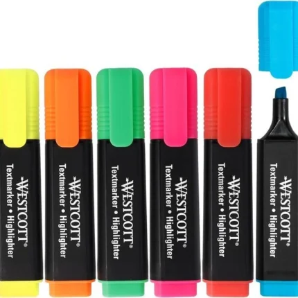 Westcott Highlighter Markers 6-Piece Bright Colour Set