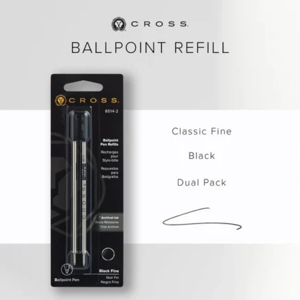 Cross Ballpoint Pen Refills Fine Point Black 8514-2